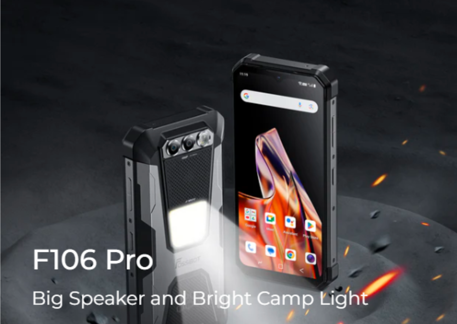 FOSSiBOT F106 Pro 15GB+256GB 103db Big Speaker 3W Camping lights 12000mAh 6.58-Inch Rugged Phone
